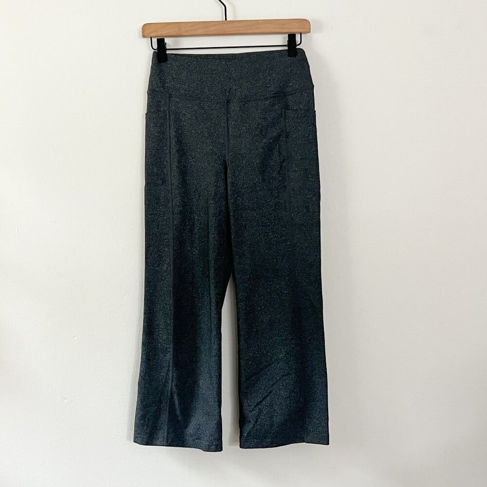 skechers // wide leg yoga charcoal heather gray pants S